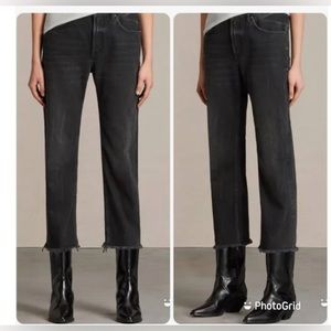 AllSaints Mazzy Black Crop Wide Leg Jeans 30